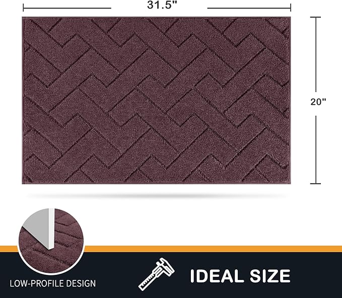 PURRUGS Dirt Trapping Door Mat 20" x 31.5", Non-Slip Machine Washable Entry Rug, Dog Doormat, Indoor Front Door Mat, Super Absorbent Entryway Rug for Muddy Shoes & Paws, Burgundy Red - Image 2