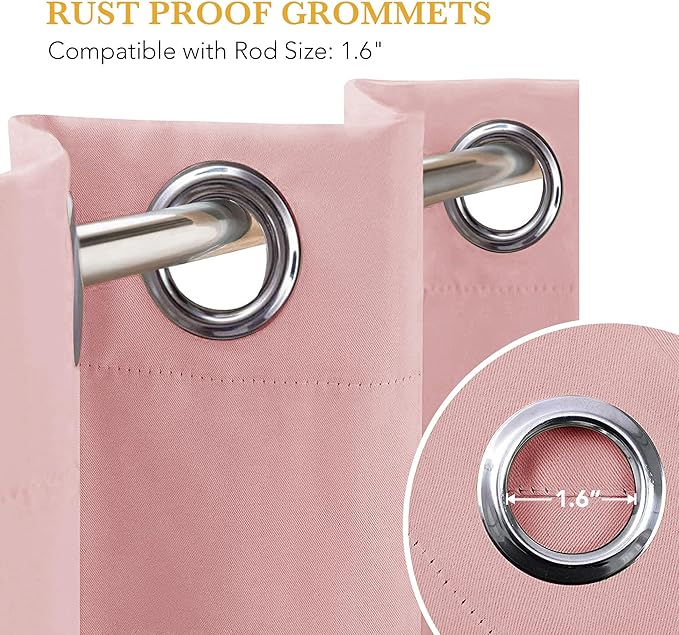 RYB HOME Blackout Thermal Insulated Curtains, Portable Curtain for Sliding Glass Door/Storage/Space Room Divider, Large Window Treatment Room Divider Panel, W80 x L84, Pink, 1 Panel - Image 7