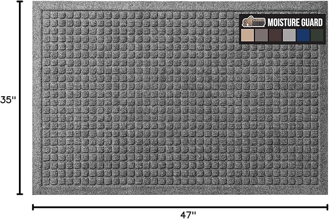 GORILLA GRIP Front Door Mat, 47x35, Indoor Outdoor Ultra Absorbent HydroAbsorb Doormat, Absorbs Up to 6 Cups of Water, Stain and Fade Resistant, Rubber Backing Doormats, Captures Dirt, Grey - Image 2