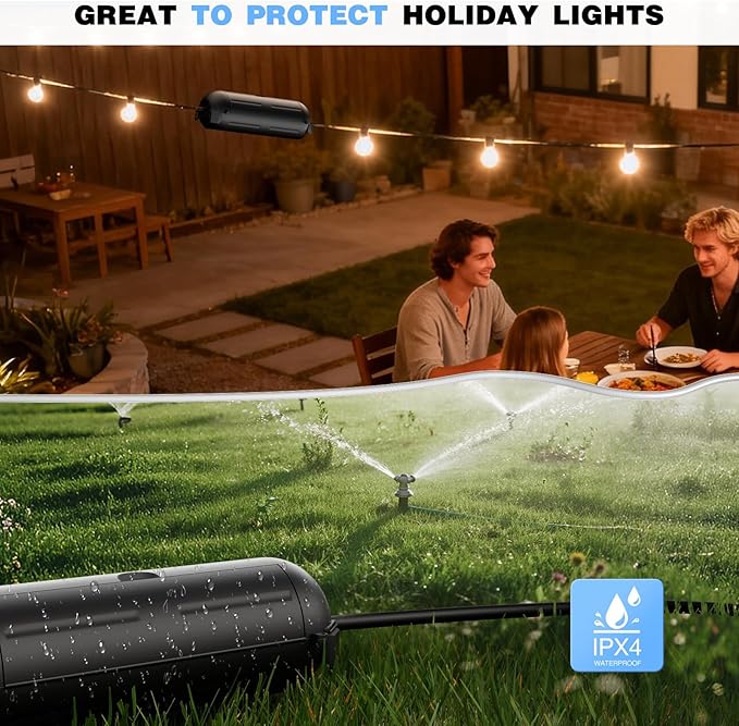 Flemoon [6 Pack] Outdoor Extension Cord Safety Cover with Waterproof Seal, Weatherproof Electrical Connection Box to Protect Outdoor Outlet, Plug, Socket, Christmas Holiday Decoration Light, Black - Image 6