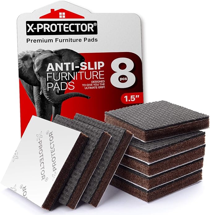 Non Slip Furniture Pads 8 pcs 1 1/2" X-Protector - Premium Furniture Grippers! Self-Adhesive Rubber Feet Furniture Feet - Ideal Non Skid Furniture Pad Floor Protectors - Keep Furniture in Place! by X-Protector
