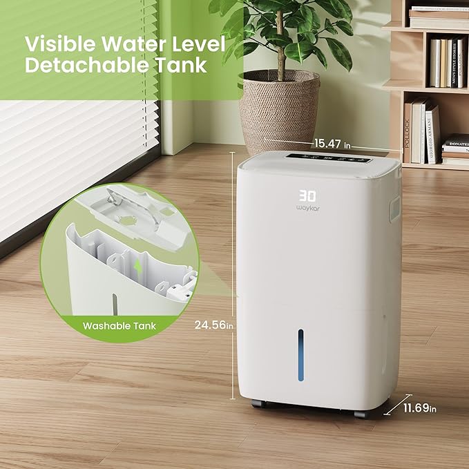 Waykar 130 Pints 6,500 Sq. Ft Dehumidifier with Drain Hose for Commercial and Industrial Large Rooms, Warehouses, Storages, Home, Basements and Bedroom with 2.04 Gal Water Tank - Image 6