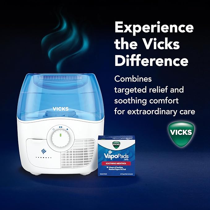 Vicks Filtered Cool Mist Humidifier, Medium Room, 1.1 Gallon Tank - Humidifier for Baby and Kids Rooms, Bedrooms and More, Works with Vicks VapoPads - Image 8