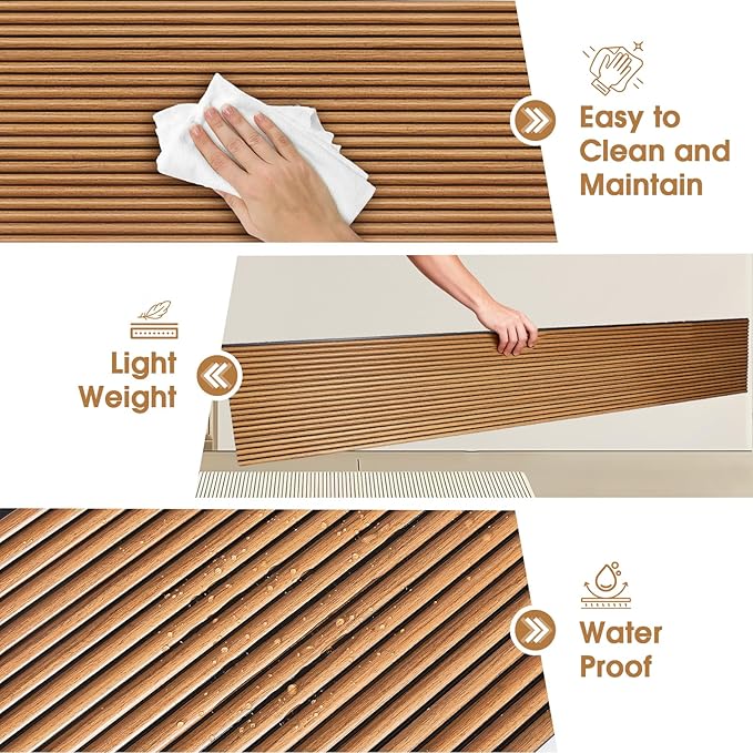 PS Wall Panels for Interior Wall Decor, 20-Pack 78.74×11.81 in., Covers 129.16 sq.ft, Lightweight Wall Panels, Glue-On Wall Covering Panels-Teak - Image 5