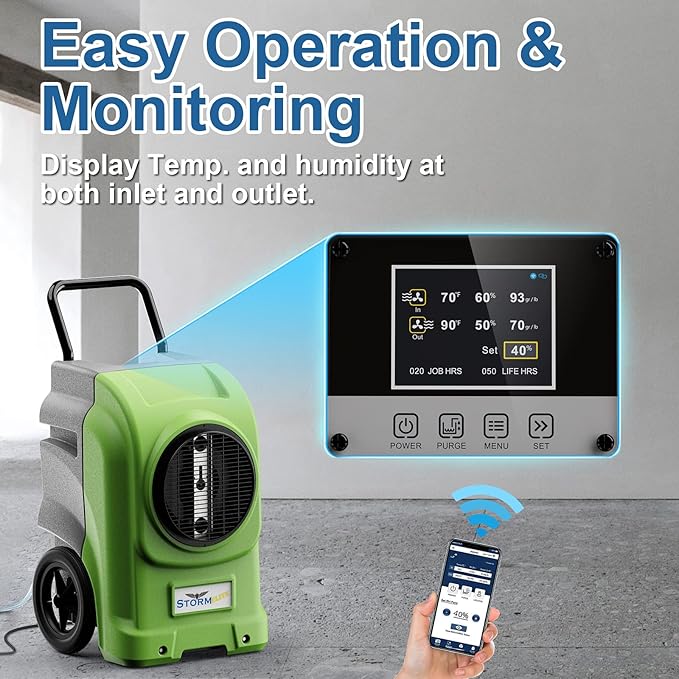 AlorAir 270 Pints Commercial Dehumidifiers Smart Wi-Fi with Pump, Up to 3,000 Sq.Ft Coverage for Large Room or Basements, Industrial Dehumidifier with Drain Hose, 5 Years Limited Warranty - Image 2