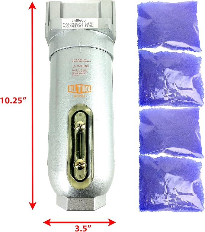 3/4" NPT Super Duty Compressed Air In Line Filter Desiccant Dryer Moisture Water Separator - Image 2