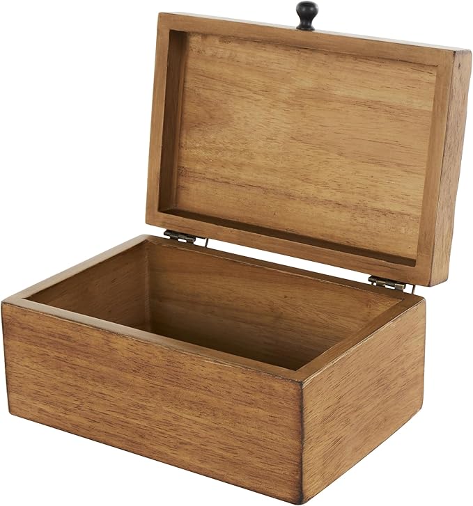 Deco 79 Wood Geometric Decorative Box Textured Concave Honeycomb Storage Decorative Keepsake Boxes with Black Knobs, Set of 2 Storage Boxes 10", 8"W, Brown - Image 5