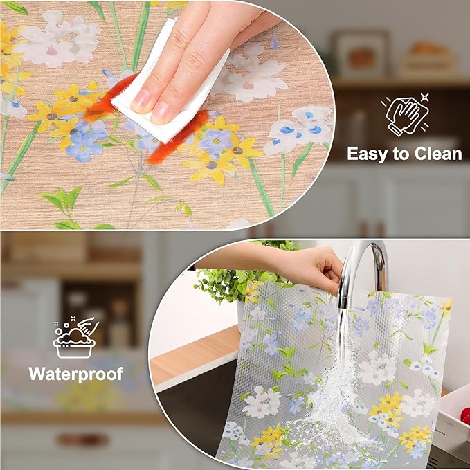 Cooyes Shelf Liner – Premium Non-Adhesive Cabinet & Drawer Liner for Kitchen – Waterproof Shelf Paper with Modern Pattern – Durable EVA Cabinet Mat – Easy to Cut （24" W x 120" L） - Image 5
