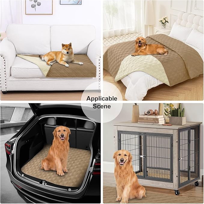 Smiry Reversible Waterproof Couch Covers for Sofa, Washable Dogs Pet Couch Covers for 3 Cushion Sofa Pet Friendly, Water Resistant Furniture Protector Slipcover, Geometric (40"x50", Camel/Beige) - Image 7