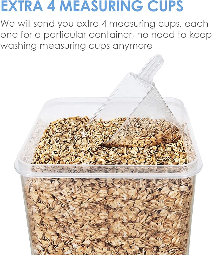 Vtopmart Extra Large Tall Airtight Food Storage Containers 4 Pieces 5.9qt / 6.5L-Plastic PBA Free Kitchen Pantry Canister for Spaghetti, Flour and Baking Supplies - Include 24 Labels, Blue - Image 5