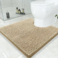 Smiry Luxury Chenille Toilet Rugs U-Shaped 24x24, Soft Absorbent Non-Slip Contour Bathroom Rugs for Toilet, Machine Washable Contoured Bath Mats, Beige by Smiry