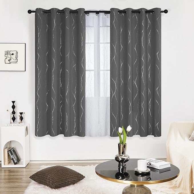 Deconovo Blackout Curtain for Bedroom, 52 x 72 Inch, Thermal Insulated Soundproof Curtains, Grommet Top, Machine Washable, Set of 2 Panels for Living Room Nursery Bedroom Apartment Home, Light Gray - Image 2