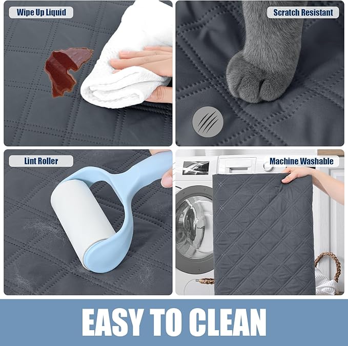 Smiry Waterproof Dog Bed Cover Pet Blanket, Soft Washable Dog Blanket for Furniture Bed Couch Sofa Reversible, Checkered (30"x70", Dark Grey/Beige) - Image 5