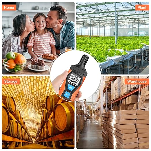 Temperature Humidity Meter, High Precision Thermometer Hygrometer with Ambient, Dew Point, Wet Bulb Thermometer, Dual Display Temperature & Humidity with LCD Backlight, TH10 - Image 7