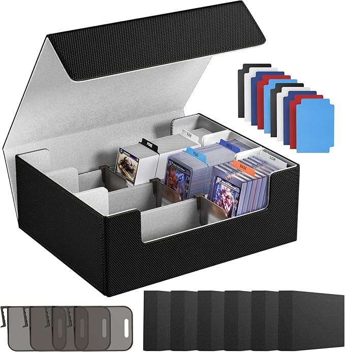 Card Storage Box For Trading Cards 1800+,Card Deck Box With 10 Dividers,6 Foam Stoppers,4 Supporters,Commander Deck Case Fit For Toploaders,MTG,YuGiOh,TCG and Magic Cards by Co-opting