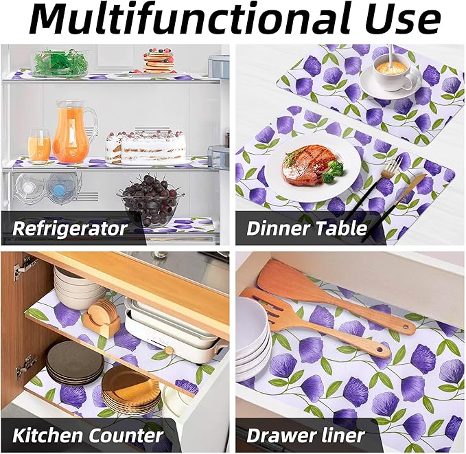 2 Rolls 12" W x 120" L Floral Drawer and Shelf Liner for Cabinets, Non-Adhesive Strong Grip Non-Slip Flower Shelf Cabinet Kitchen Shelf Liners for Kitchen Cabinets - Image 9