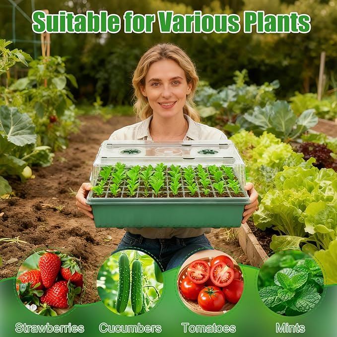 PJT Self Watering Seed Starter Tray with Grow Light & Heat Mat, 60-Cell Seed Starting Kit with 4.3” Humidity Dome for Seed Germination, Complete All-in-One Kit for Easy Seed Starting - Image 9