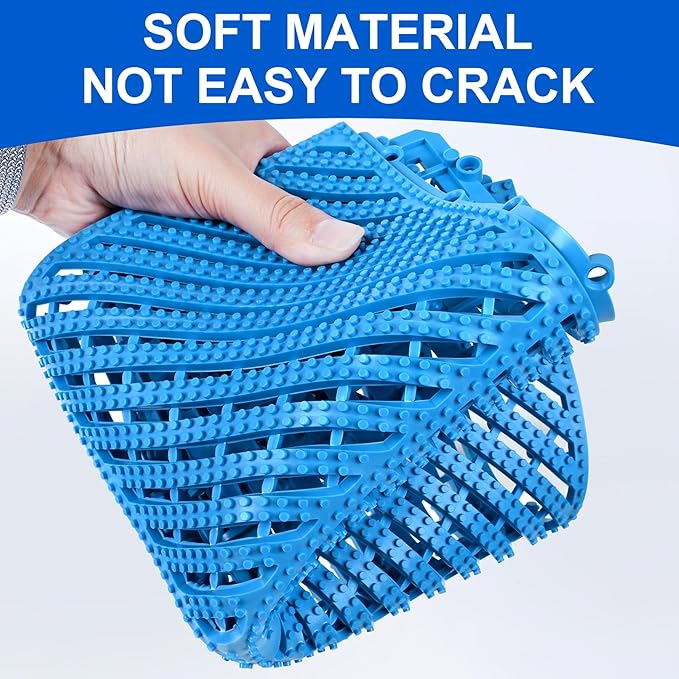 MYFAMIREA Modular Interlocking Cushion 12 Pack 11.8" x 11.8" Rubber Floor Tiles Non-Slip Splicing Drainage Mats for Deck, Pool, Shower, Patio, Balcony, Bathroom, Kitchen, Yard (2 Rows Dots, Blue) - Image 3