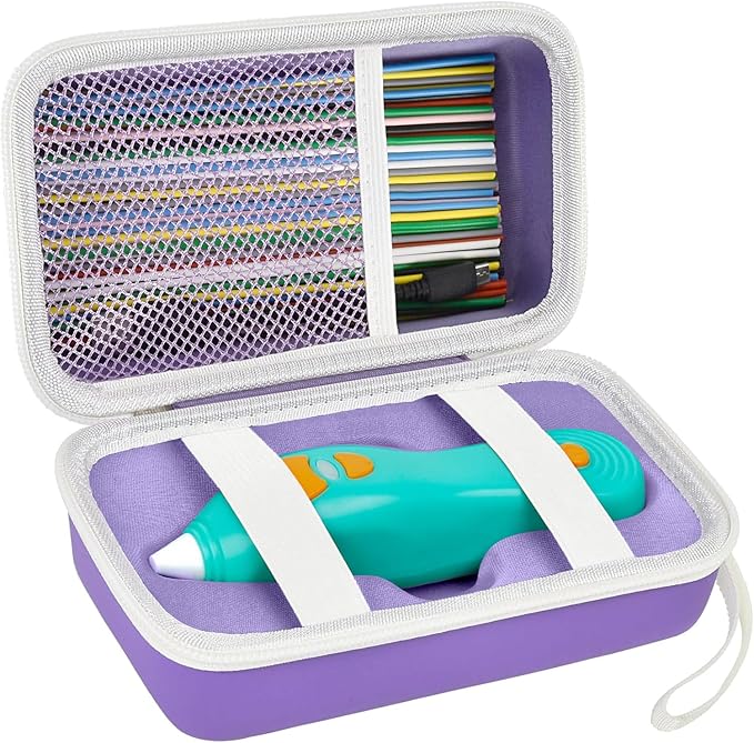 ANKHOH Organizer Case for 3Doodler Start+ Essentials 3D Pen for Kids, EVA Shell/Wrist Strap, Drop-Proof Water-Resistant, Stores for 3Doodler Pen Filament USB for Travel/Home/School (Box Only) Purple by Ankhohstoragehardcase