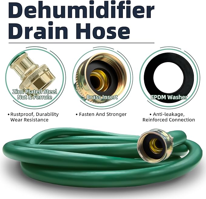 Burst-Proof Dehumidifier Drain Hose – 5 FT Green Rubber, 3/4" FHT, Heavy Duty, Flexible, Leak-Resistant for Efficient Water Drainage,CUPC and NSF-61 Certificated - Image 3