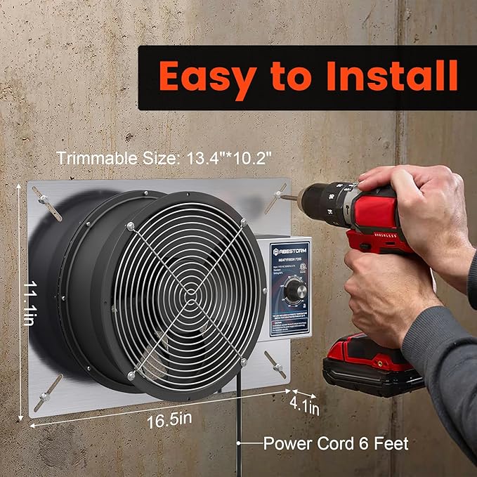 Abestorm 720CFM Crawlspace Ventilation Fans IP-55 Grade Basements Stainless Steel Vent Fan 10 inches Ventilator Fan with Freeze Protection Thermostat Dehumidistat for Crawlspace Attic Garage Exhaust - Image 3