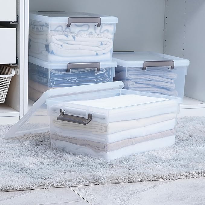 Citylife 33 Qt. Plastic Storage Bins with Lids Large Stackable Storage Containers for Organizing Clear Durable Storage Box, 4 Pack - Image 5