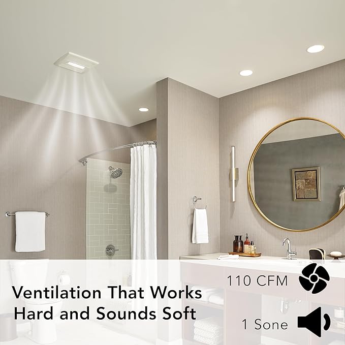 Broan-NuTone Bathroom Exhaust Fan with LED Light and Roomside Installation, ENERGY STAR Certified, 110 CFM, Very Quiet 1.0 Sones White, AE110L - Image 3
