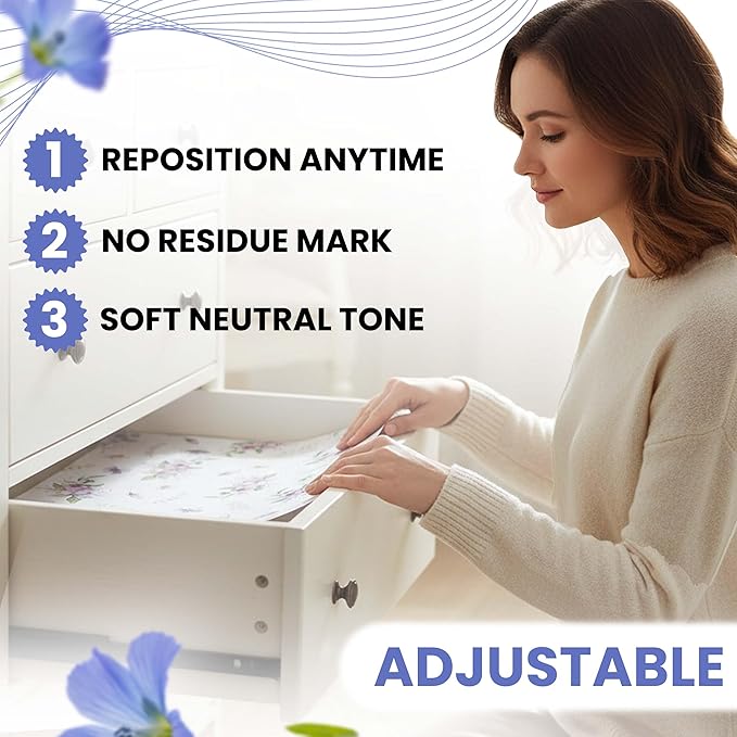 8X Linen Scented Drawer Liners for Dresser - Non Adhesive Cabinet Liners for Shelves - Double-Sided Pattern Kitchen Shelf Liners - Shelf Paper for Bathroom, Cupboard & Closets are Ideal Winter Gift - Image 3