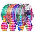 AMOLEN 3D Printer Filament Bundle, Triple Colors Coextrusion Silk PLA Filament 1.75mm +/-0.02mm,Shiny Color Change 3D Printer Filament for Most FDM 3D Printer 200g X 4 Pack by AMOLEN