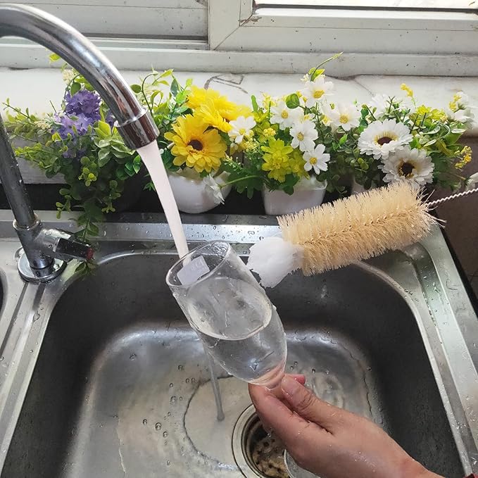 NewFerU Stainless Steel Soda Bottle Cleaning Brush in Natural Boar Bristle Wool Tip Long Handle, Flexible Bendable Thick Wire Cleaner for Narrow Neck Water Baby Bottles Straw Pipe Tube Flask (Big) - Image 7
