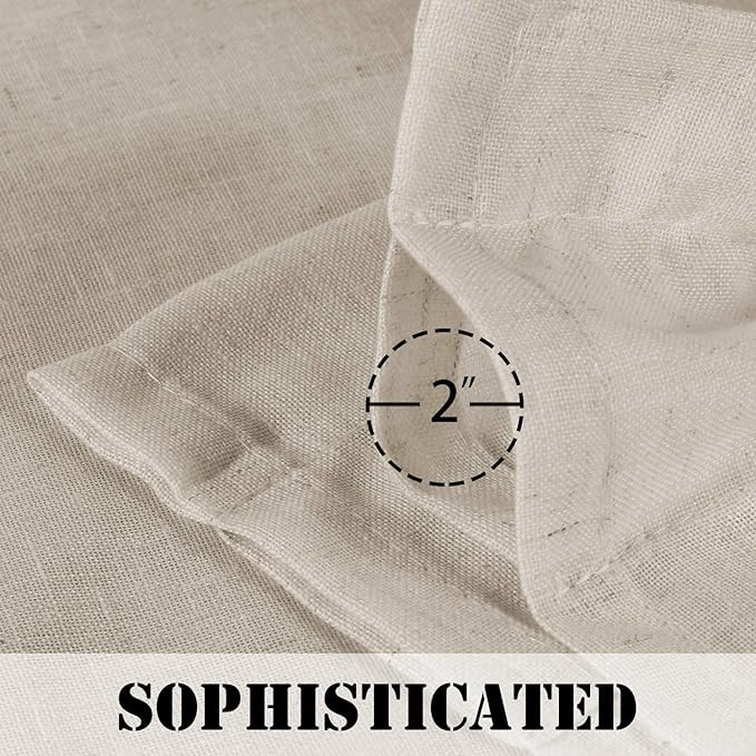 H.VERSAILTEX Angora Flax Linen Curtains 84 Inch Length for Bedroom 2 Panels Rod Pocket Light Filtering Canvas Cloth Look Semi Sheer Curtains for Living Room Dining Burlap Sand Beach Decor 52x84 - Image 5