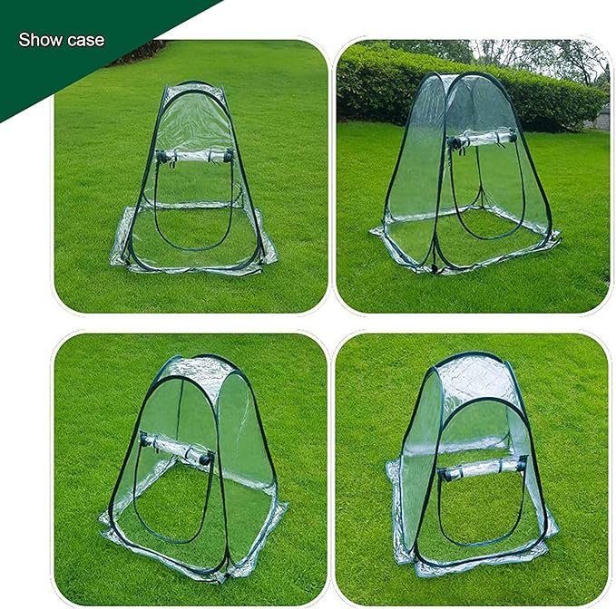 porayhut Pop Up Greenhouse Cover ,Pack of 2 Pcs,Flower House Mini Gardening Plant Flower Sunshine Room Room,Backyard PVC Greenhouse Cover for Cold Frost Protector Gardening Plants - Image 3