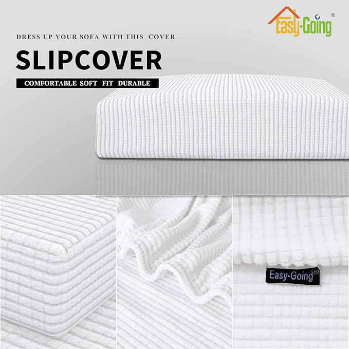 Easy-Going Stretch Loveseat Cushion Cover Sofa Cushion Furniture Protector Sofa Seat Sofa Slipcover Sofa Cover Soft Flexibility with Elastic Bottom(Loveseat Cushion, Snow White) - Image 6