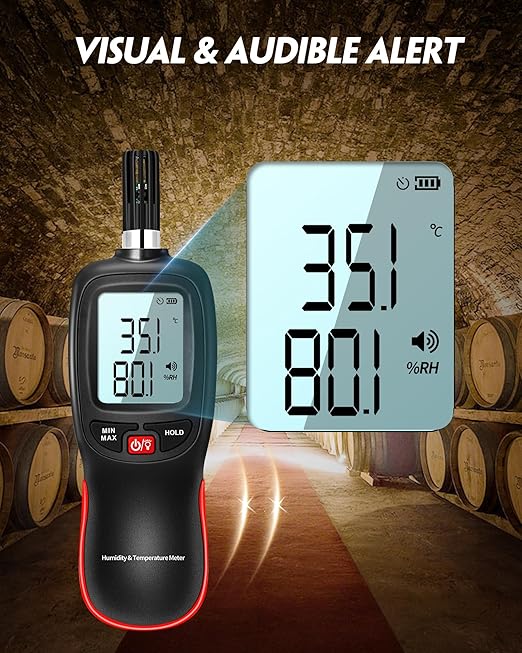 WT83 Temperature Humidity Meter, High Precision Thermometer Hygrometer with Ambient Dew Point Wet Bulb Temperature Indoor Outdoor, Max/Min Data Hold, 1000 Sets Data Log, Batteries Included - Image 4