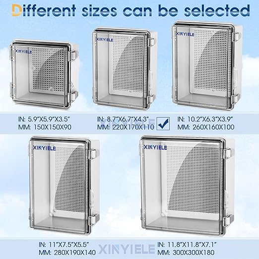 Waterproof Outdoor Project ABS Plastic Junction Box IP67 Weatherproof Dustproof Enclosure with Hinged Cover, Mounting Plate,Wall Brackets for Power Project (Clear, 5.9"x5.9"x3.5") - Image 4