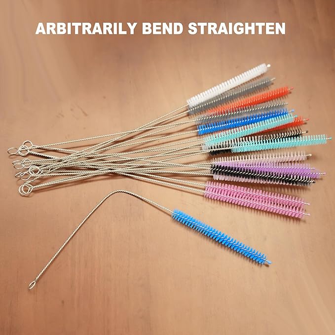 Milk Foamer Hose Brush, Long Thin Nylon Tube Cleaning Brushes Ideal for Espresso & Coffee Machine Attachments,Stainless Steel Straw Cleaning Brushes Test Tube 11.8 Inch Long and Flexible Handle - Image 6