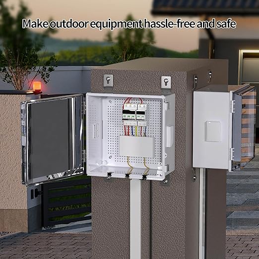 ABS Electrical Junction Box, Ventilated Design, Cable Grommets, IP65 Waterproof Enclosure, Indoor/Outdoor Use with Mounting Panel. (Clear Cover, 11.9"x11.9"x7") - Image 3