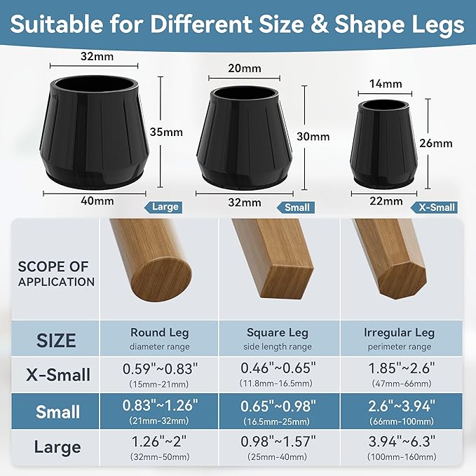 24PCS Silicone Chair Leg Floor Protectors for Hardwood Floors, Thicken Rubber Chair Leg Cap Covers, Non Slip Furniture Leg Pads to Protect Wood Tile Floors from Scratches and Reduce Noise - Image 3