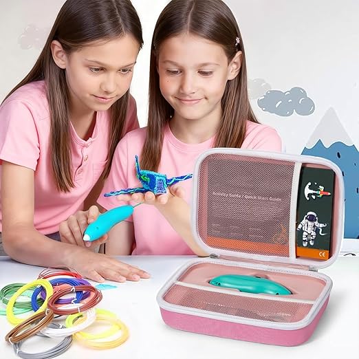 Case for 3Doodler Start+ Essentials (2023,2024) 3D Pen Set, Art Activity Set Storage for Educational STEM for Boy Girl, Carrying Case for Print Filament Refill, Cable and Accessories, Pink (Box Only) - Image 3
