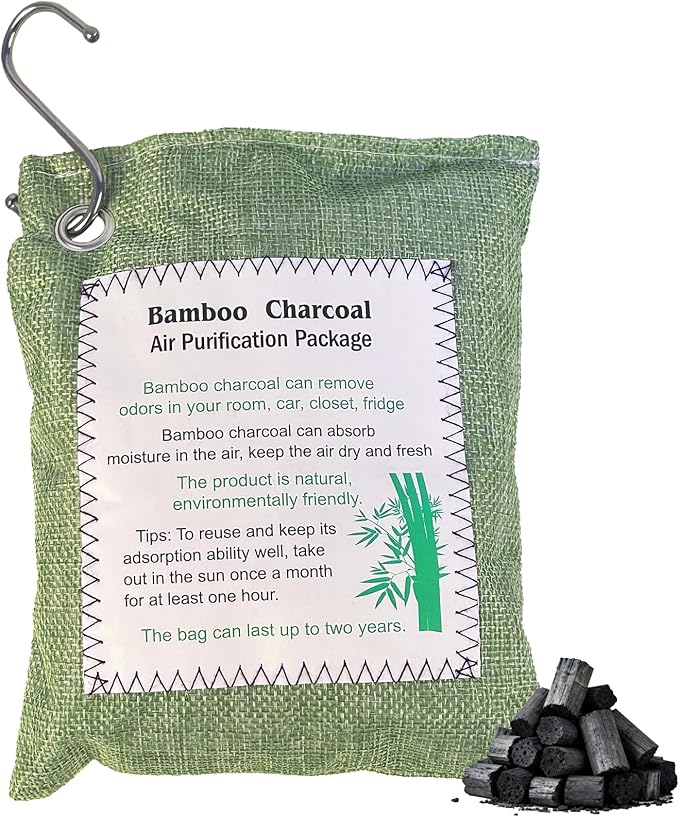 Bamboo Charcoal Air Purifying Bag, Activated Charcoal Odor Absorber Moisture Absorber Car Fresheners Odor Eliminator for Home Car Closet Refrigerator Shoe Smell Remover Gym Bag Deodorizer, Green by ABUIU