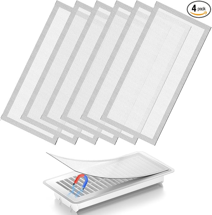 6-Pack White Magnetic Vent Covers 5x13 Inch - Universal Fit for Floor, Wall & Ceiling Registers (5"-6" Width x 13"-14"Length) | High Airflow Mesh Design | Tool-Free Easy Installation by Unknown