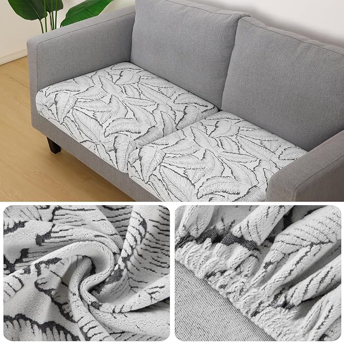 Fuloon Seat Cushion Covers, Stretch Couch Slipcovers Sofa Cushion Protective Solid Chair Slipcovers Washable Suitable for Armchair Loveseat Sofa 2 PC Dark Grey - Image 2