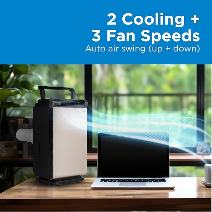 BLACK+DECKER 3-in-1 Personal Portable Air Conditioner, 1000 BTU (ASHRAE 128) Portable Fan & Dehumidifier, Windowless Air Cooler with Electronic Control Panel, LED Display, Timer & Dual Exhaust Hose - Image 4