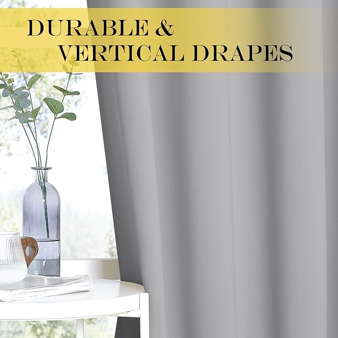 NICETOWN Blackout Curtain Drape 84 inches Length - Light Reducing Thermal Insulated Solid Grommet Blackout Window Treatment for Living Room (Silver Grey, 1 Piece, W66 x L84) - Image 5