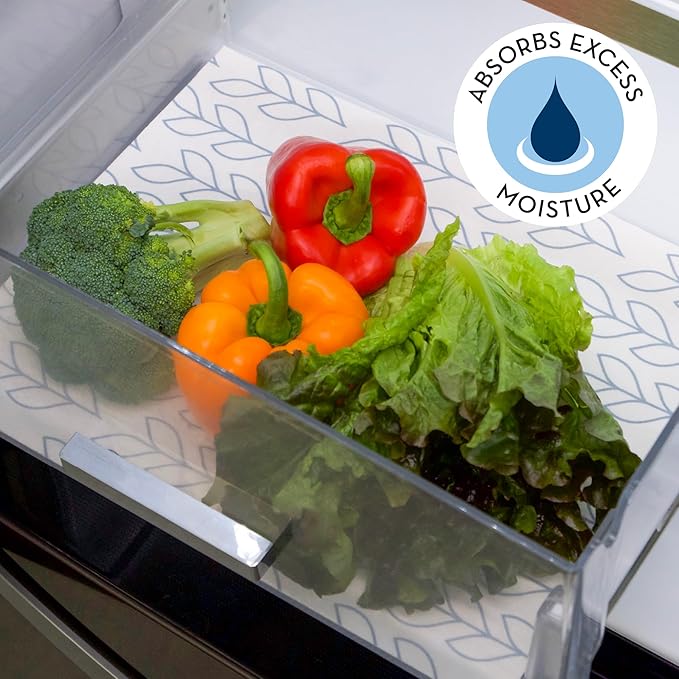 Refrigerator Liners, Shelf Liner, Absorbent Fridge Liners, 12 Inch x 24 Inch, Slate Leaf Print, 6 Pack - Image 2