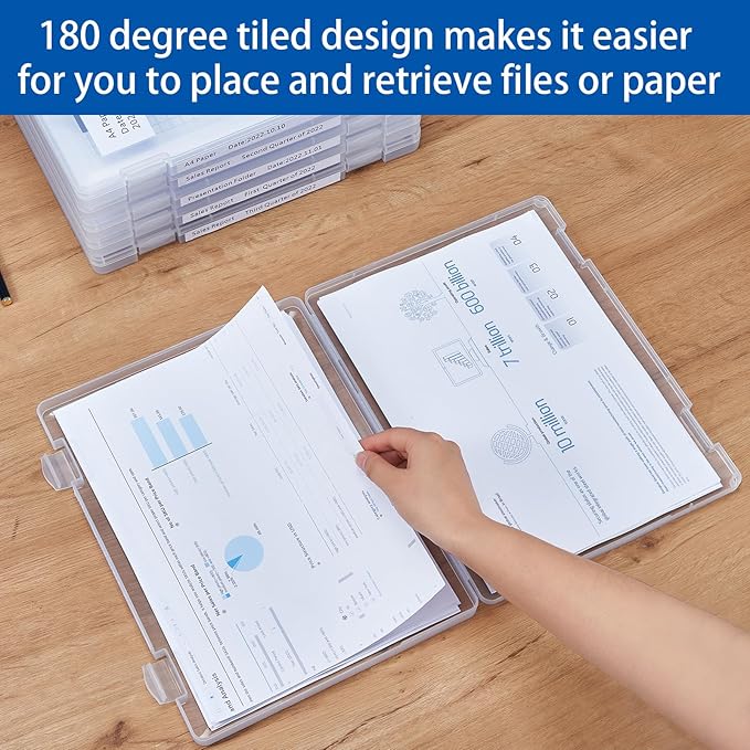 4 Pack A4 Paper Storage Box, 8.5 x 11 Project Case for US letter, Thick Scrapbook Storage Box Craft Storage Box Art Supplies Storage and Organization, Board Game Storage and Organizers - Image 6