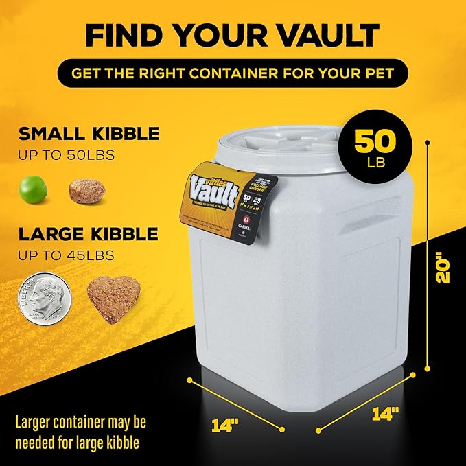 Gamma2 Vittles Vault Pet Food Storage Containers - Sealed Dog and Cat Food Storage Container, Fits up to 50lbs, Made in the USA - [14"L x 20"H] - Image 2