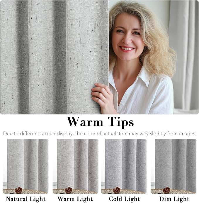 H.VERSAILTEX 100% Blackout Curtains for Bedroom Thermal Insulated Linen Textured Curtains Heat and Full Light Blocking Drapes Living Room Curtains 2 Panel Sets, Glacier Gray, 42x63 Inch - Image 5