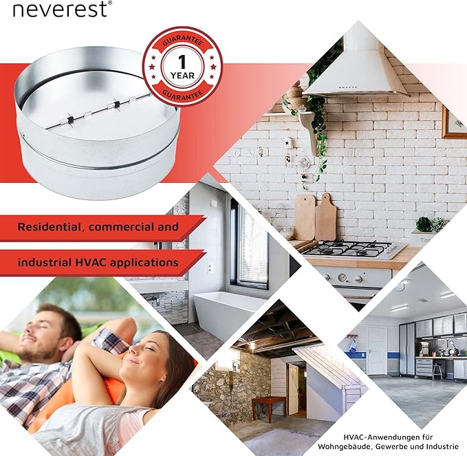 neverest® RK 6" Professional Backdraft Shutter Damper Connector Duct Fits Only with Metal Ducts - Image 5