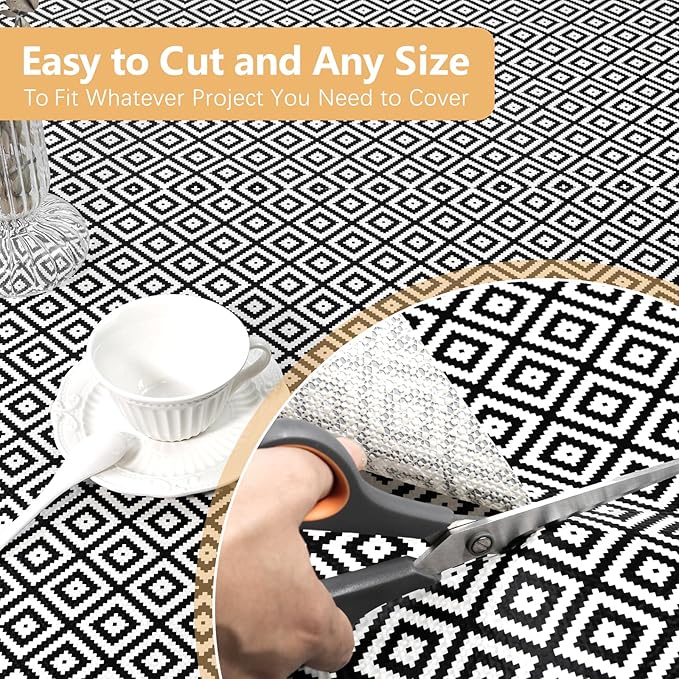 Drawer Shelf Liner Non Adhesive, Slip Resistant Easy to Clean Protect Kitchen Mats Thickened Strong Grip for Cabinet, Pantry, Tool Box, Cupboard, Dresser, Bathroom (Black and White, 23.6 in x 30 FT) - Image 8